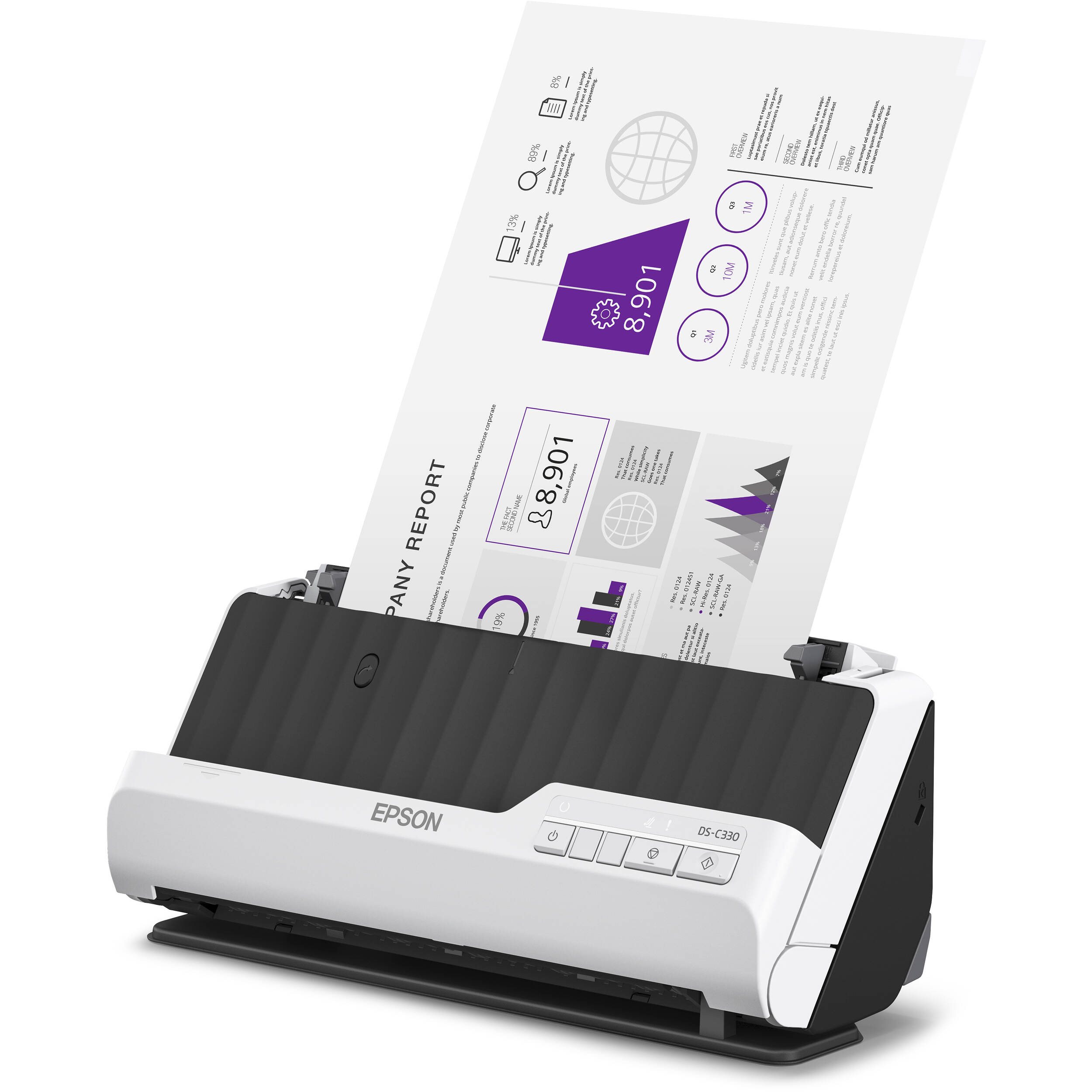 Epson DS-330 compact desktop document scanner with 20-sheet ADF — view 8