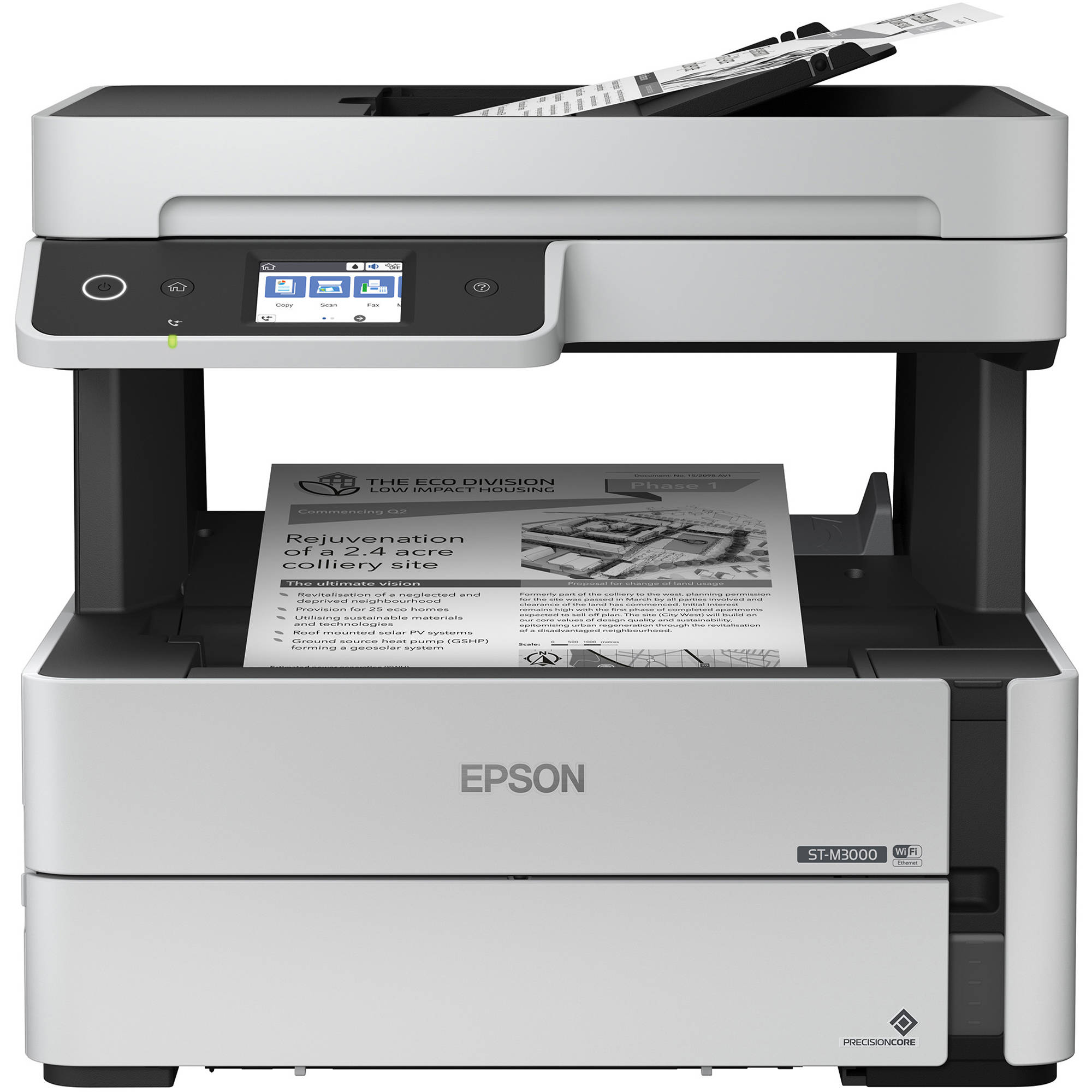 Epson WorkForce ST-M3000 monochrome multifunction Supertank printer for office printing, scanning, and copying — view 2