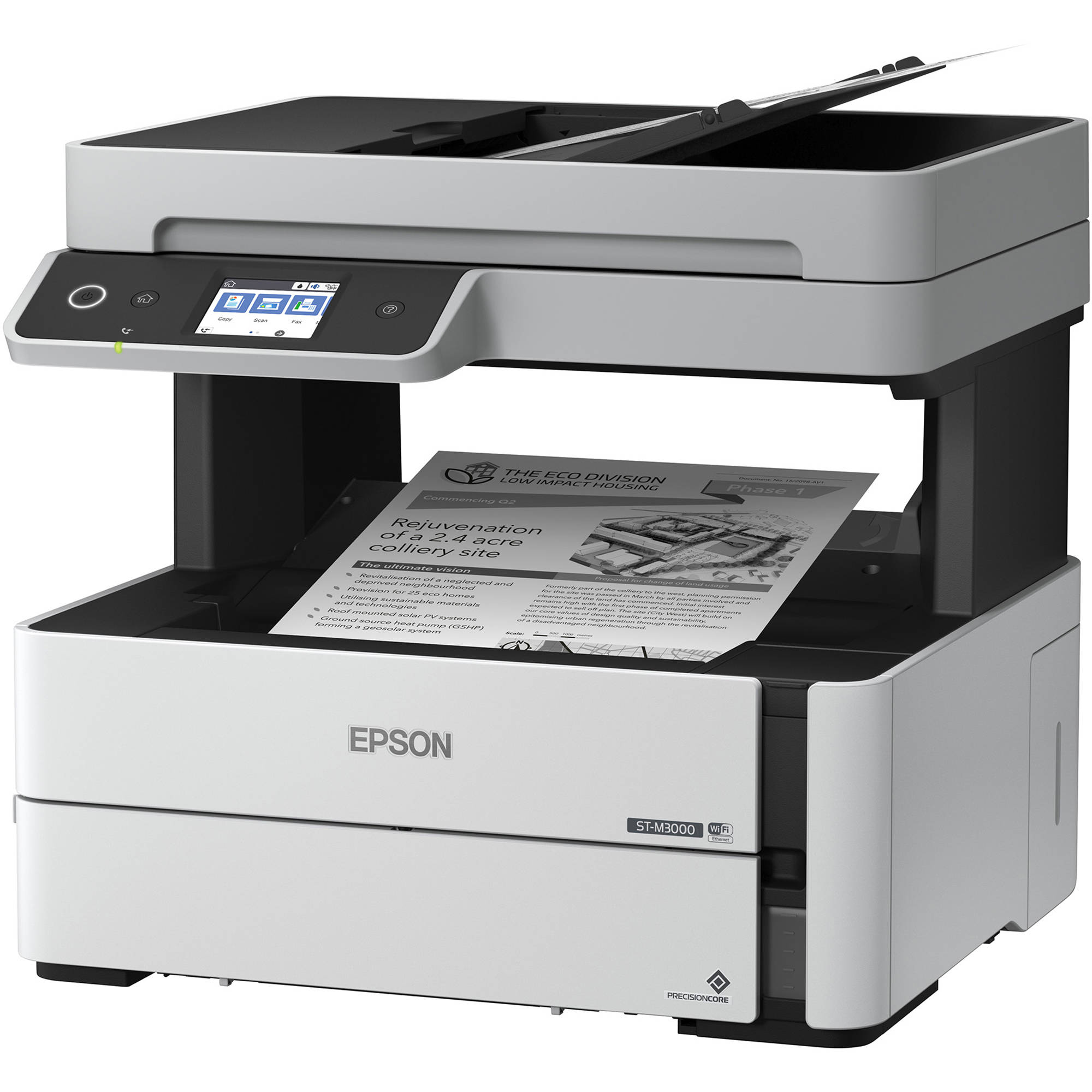 Epson WorkForce ST-M3000 monochrome multifunction Supertank printer for office printing, scanning, and copying — view 3