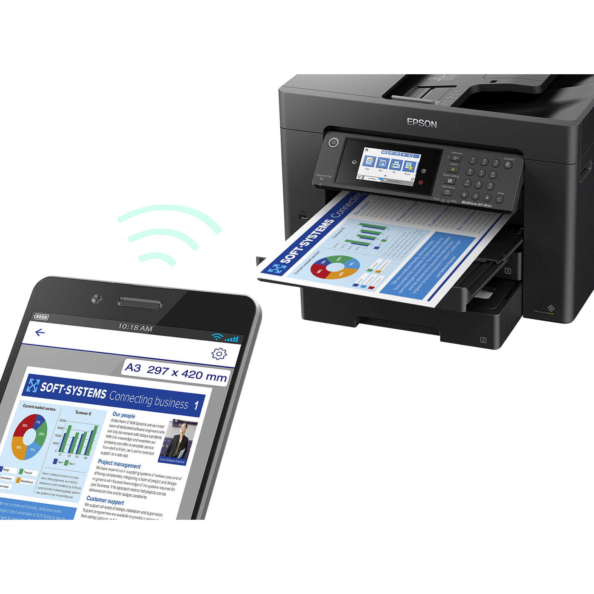 Epson WorkForce WF-7840 wide-format color all-in-one printer for office documents — view 11