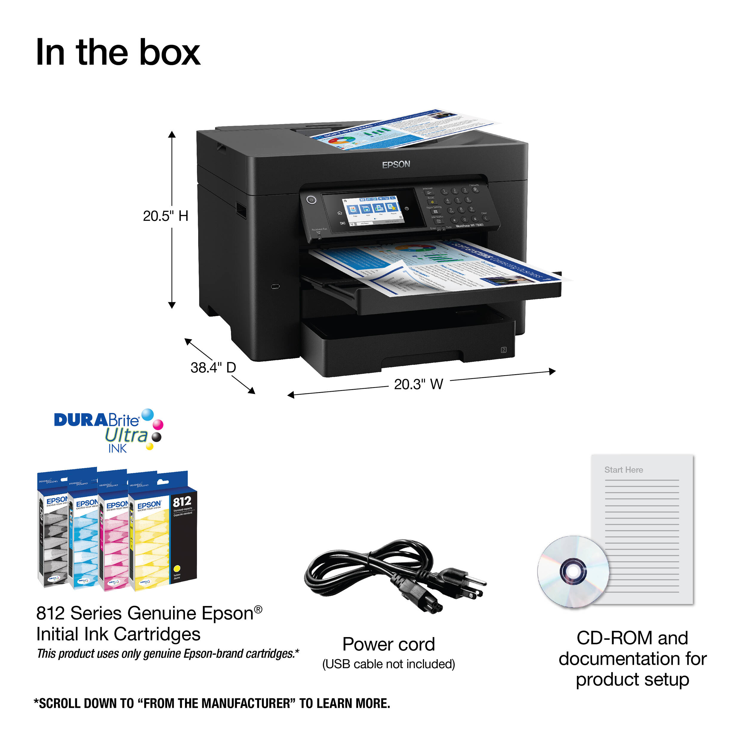 Epson WorkForce WF-7840 wide-format color all-in-one printer for office documents — view 12