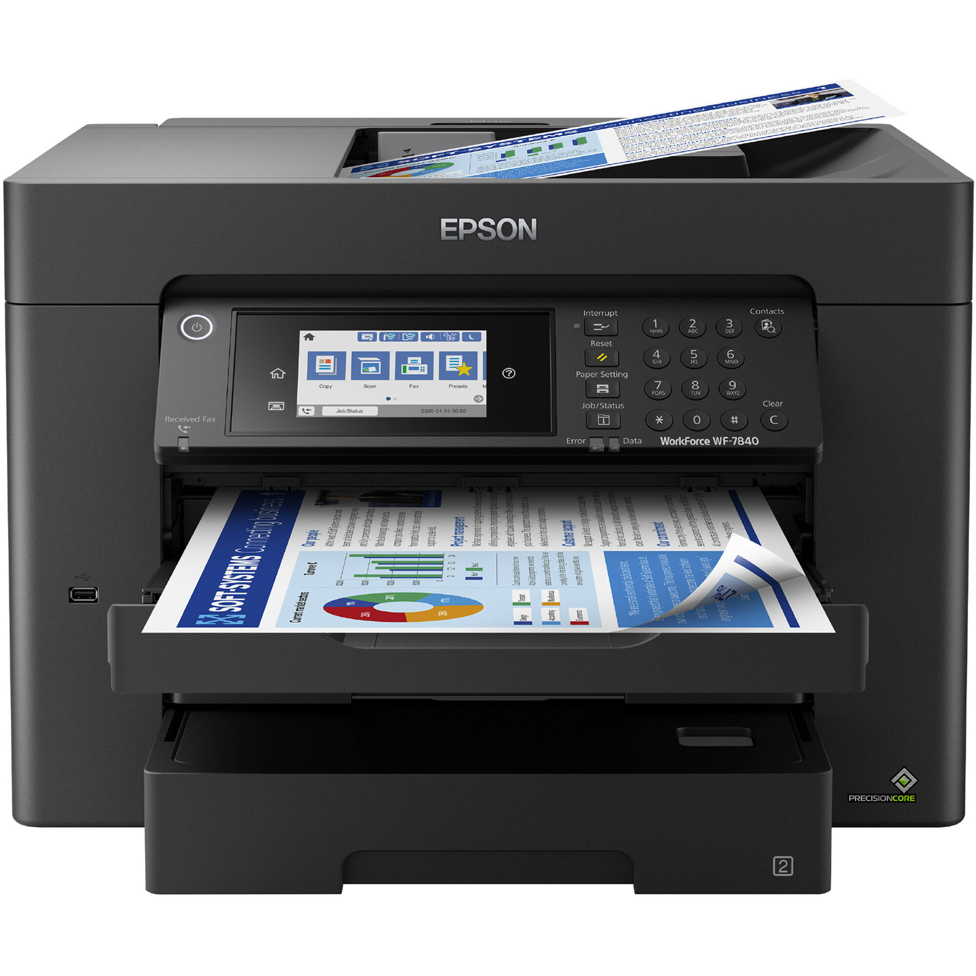 Epson WorkForce WF-7840 wide-format color all-in-one printer for office documents — view 2