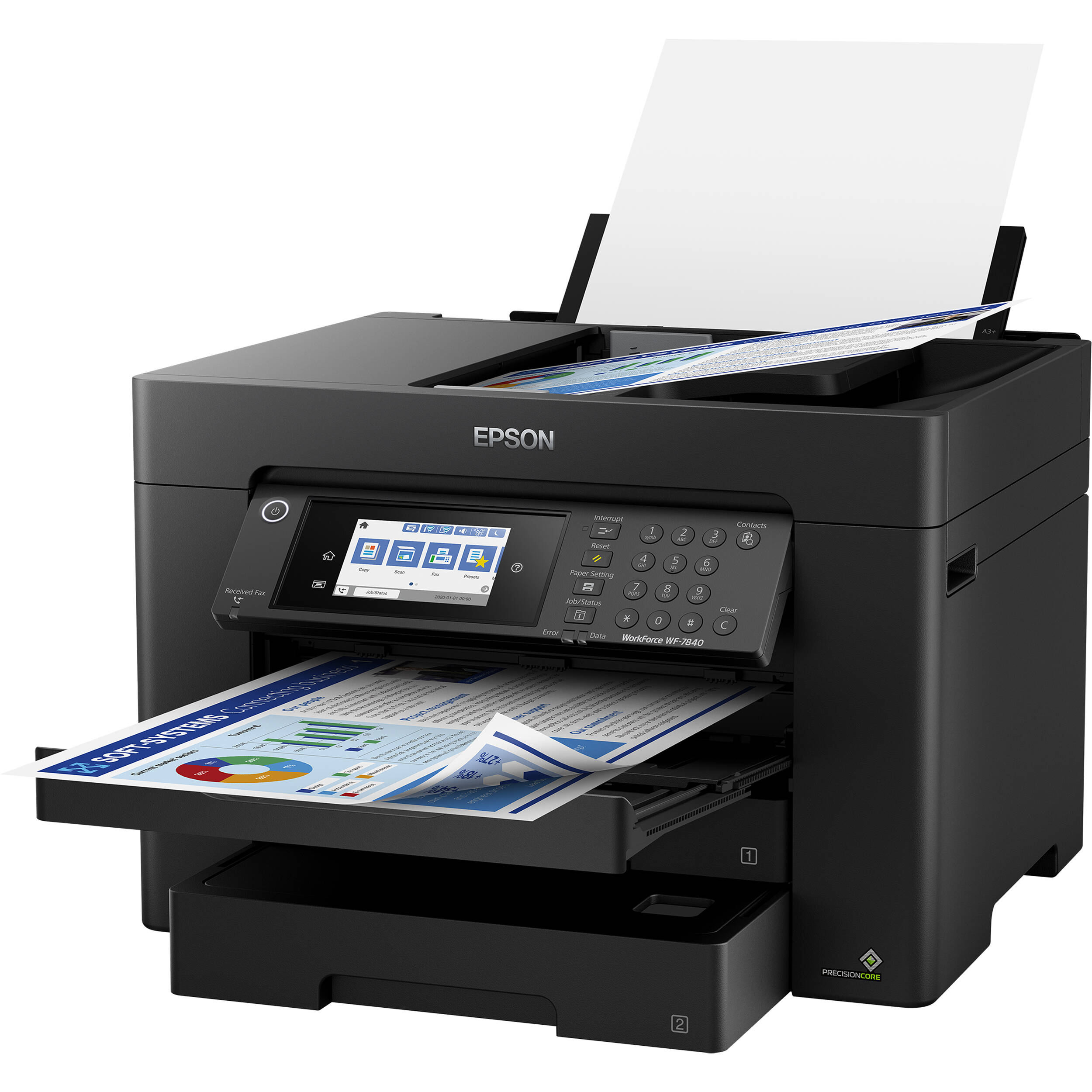 Epson WorkForce WF-7840 wide-format color all-in-one printer for office documents — view 3