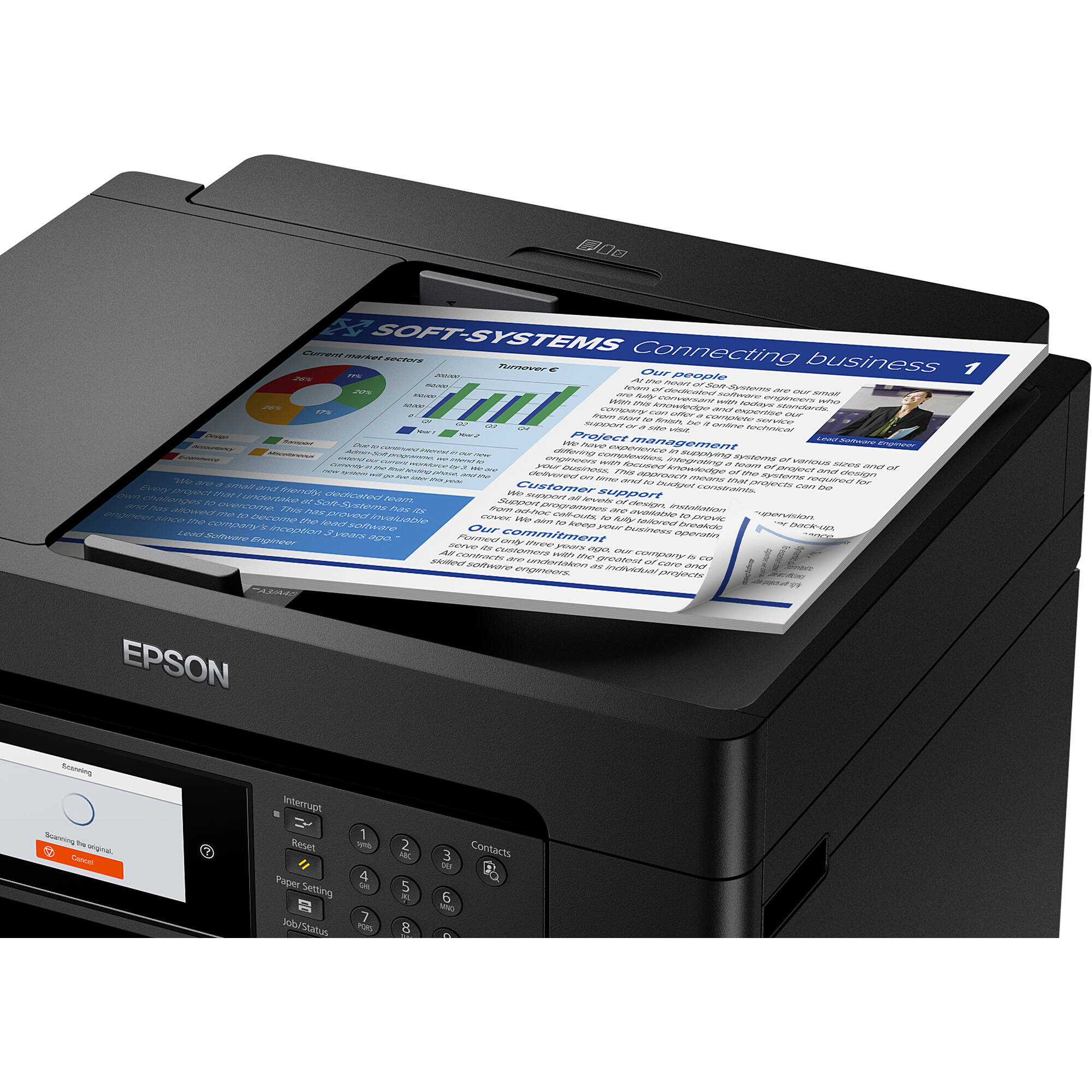 Epson WorkForce WF-7840 wide-format color all-in-one printer for office documents — view 7