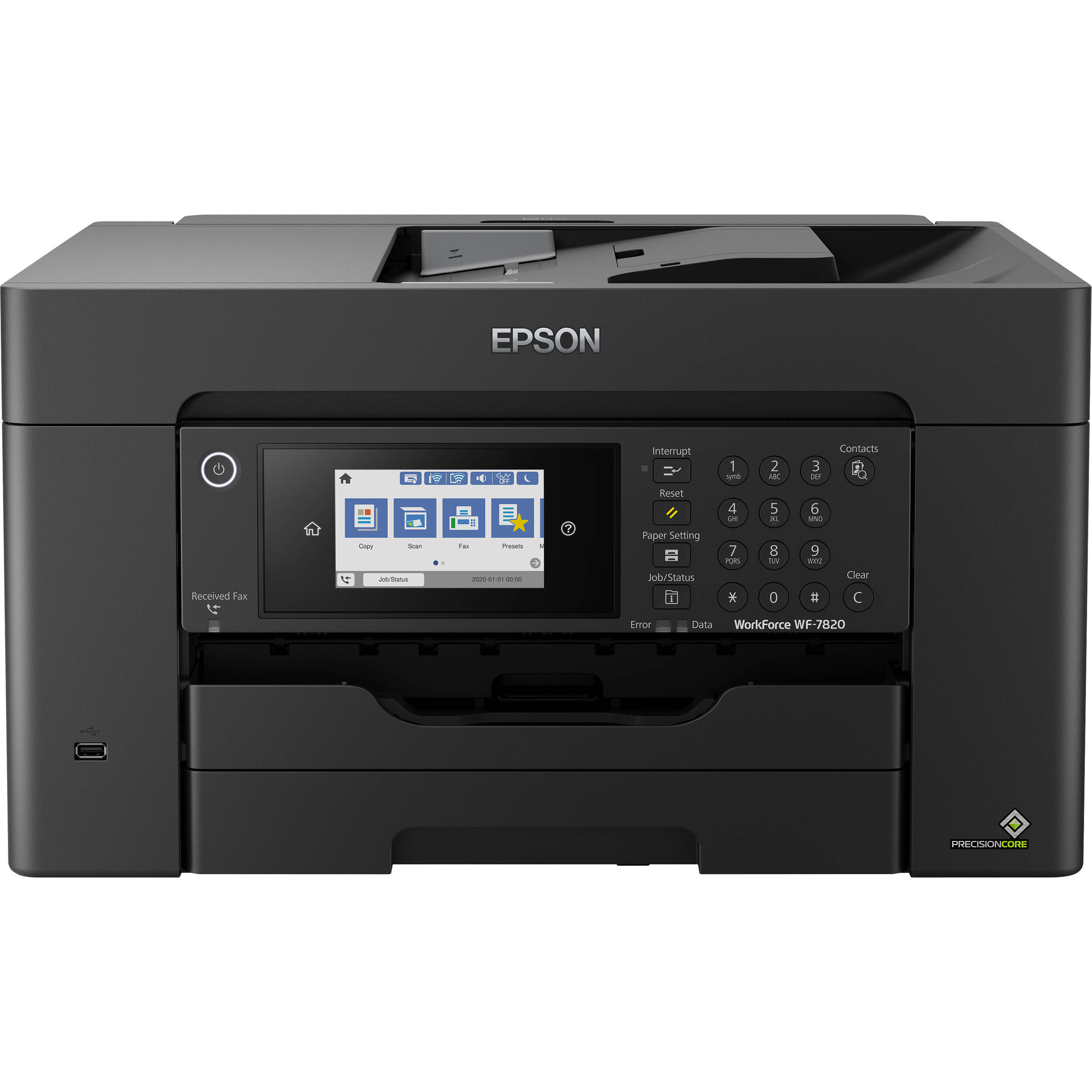 Epson WorkForce WF-7820 wide-format all-in-one printer with touchscreen and dual paper trays — view 5