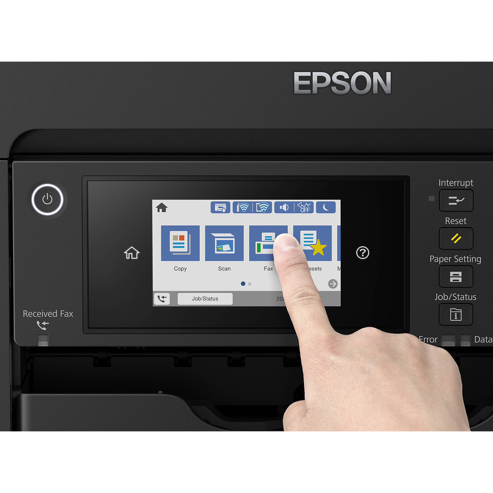 Epson WorkForce WF-7820 wide-format all-in-one printer with touchscreen and dual paper trays — view 7