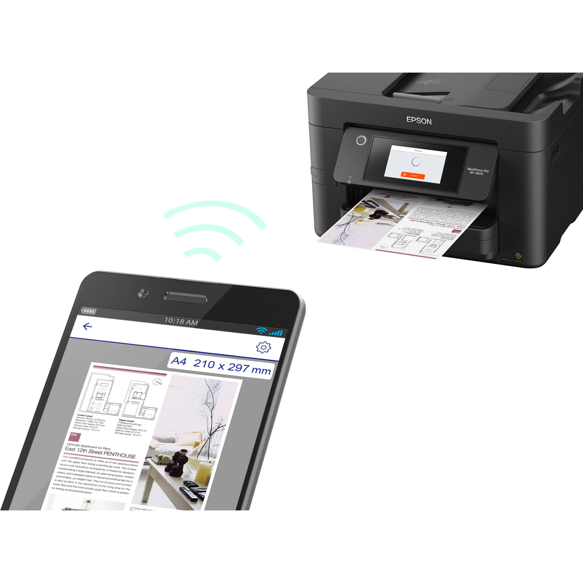 Epson WorkForce Pro WF-4820 color all-in-one printer with Wi-Fi and touchscreen — view 10