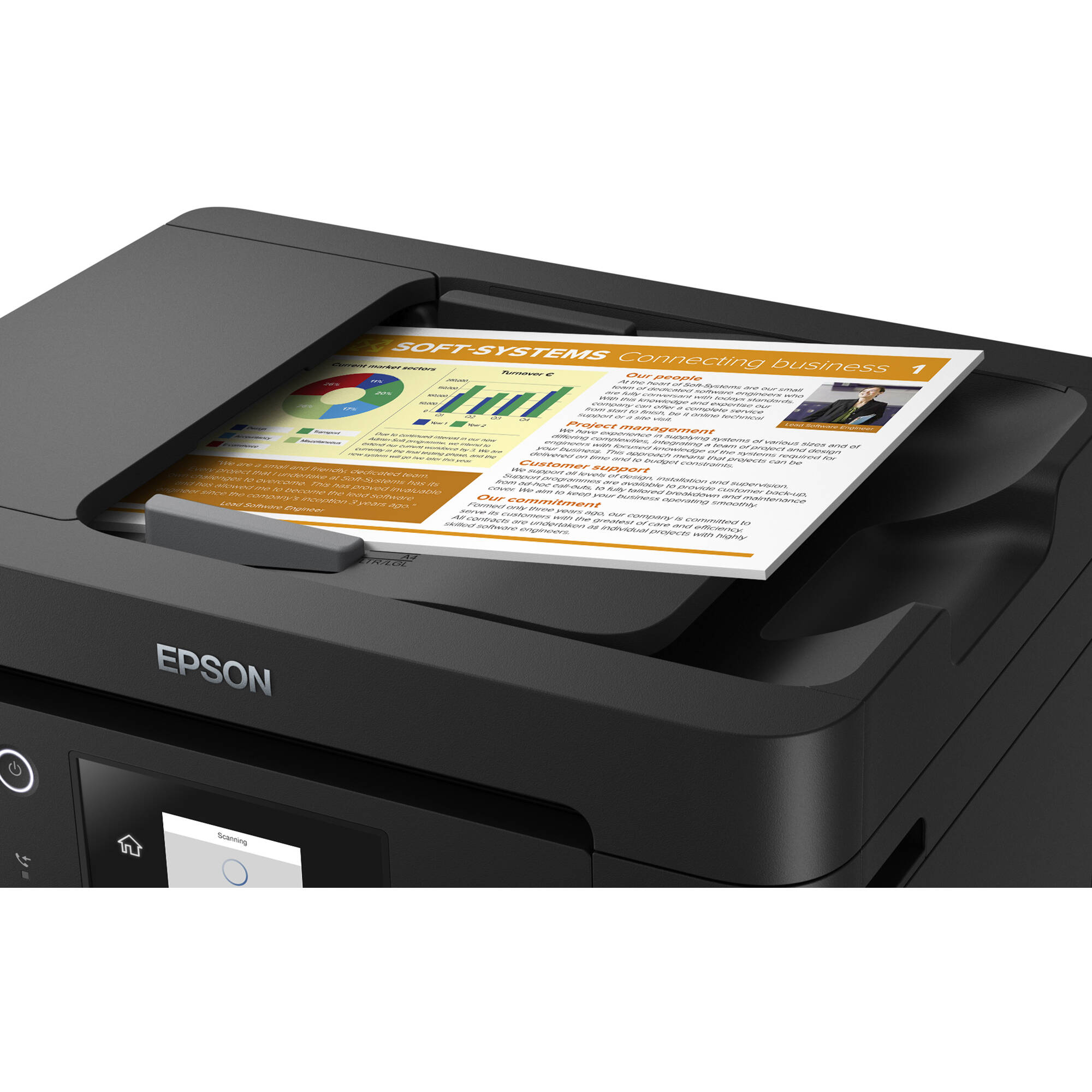 Epson WorkForce Pro WF-3820 Wi-Fi all-in-one printer with touchscreen and automatic duplex printing — view 6