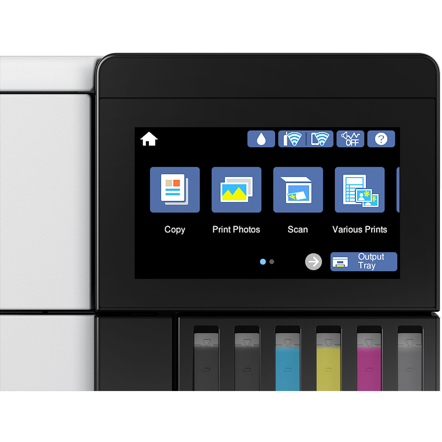 Epson EcoTank ET-8500 white all-in-one printer with wireless connectivity and refillable ink tanks — view 7