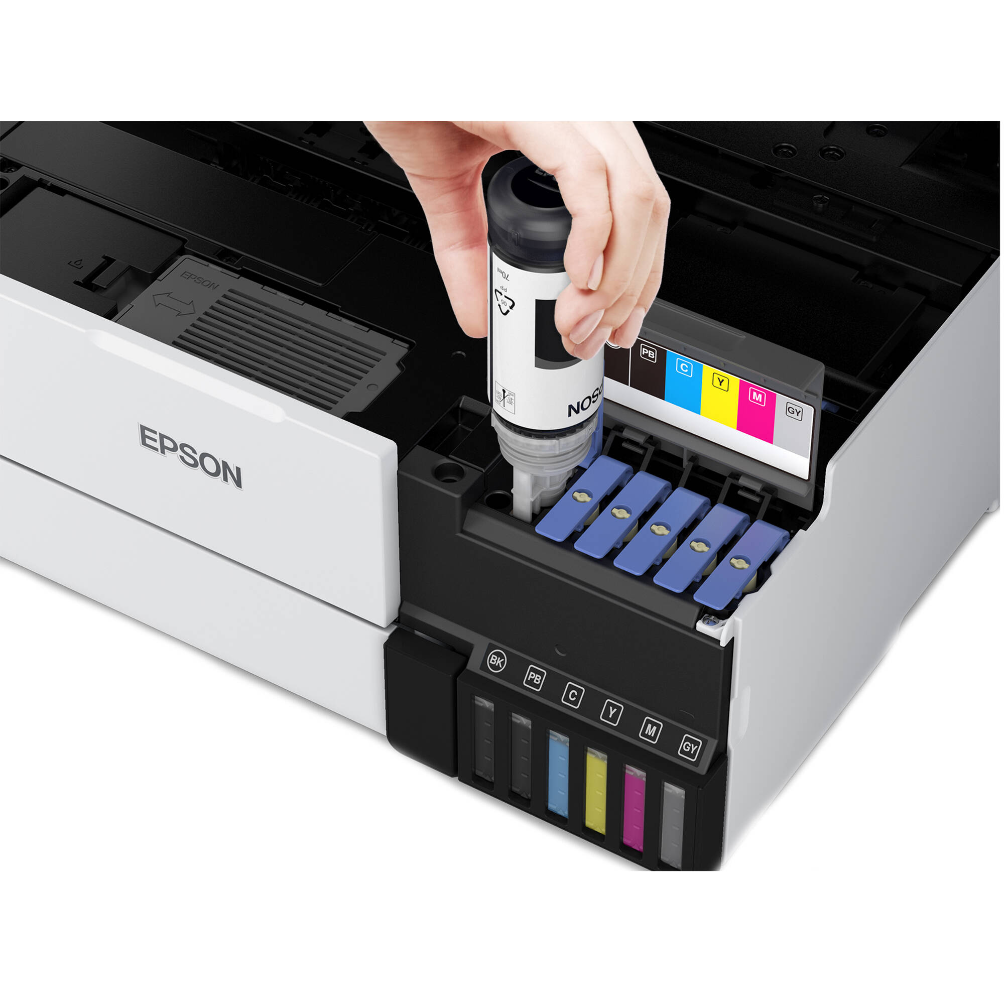 Epson EcoTank ET-8500 white all-in-one printer with wireless connectivity and refillable ink tanks — view 9