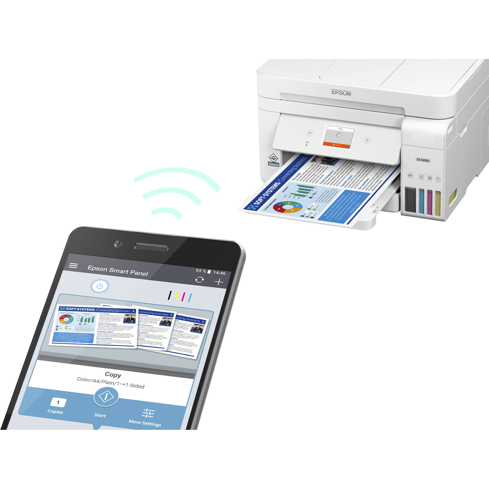 Epson WorkForce ST-C4100 color supertank all-in-one printer with Wi‑Fi and duplex printing — view 5