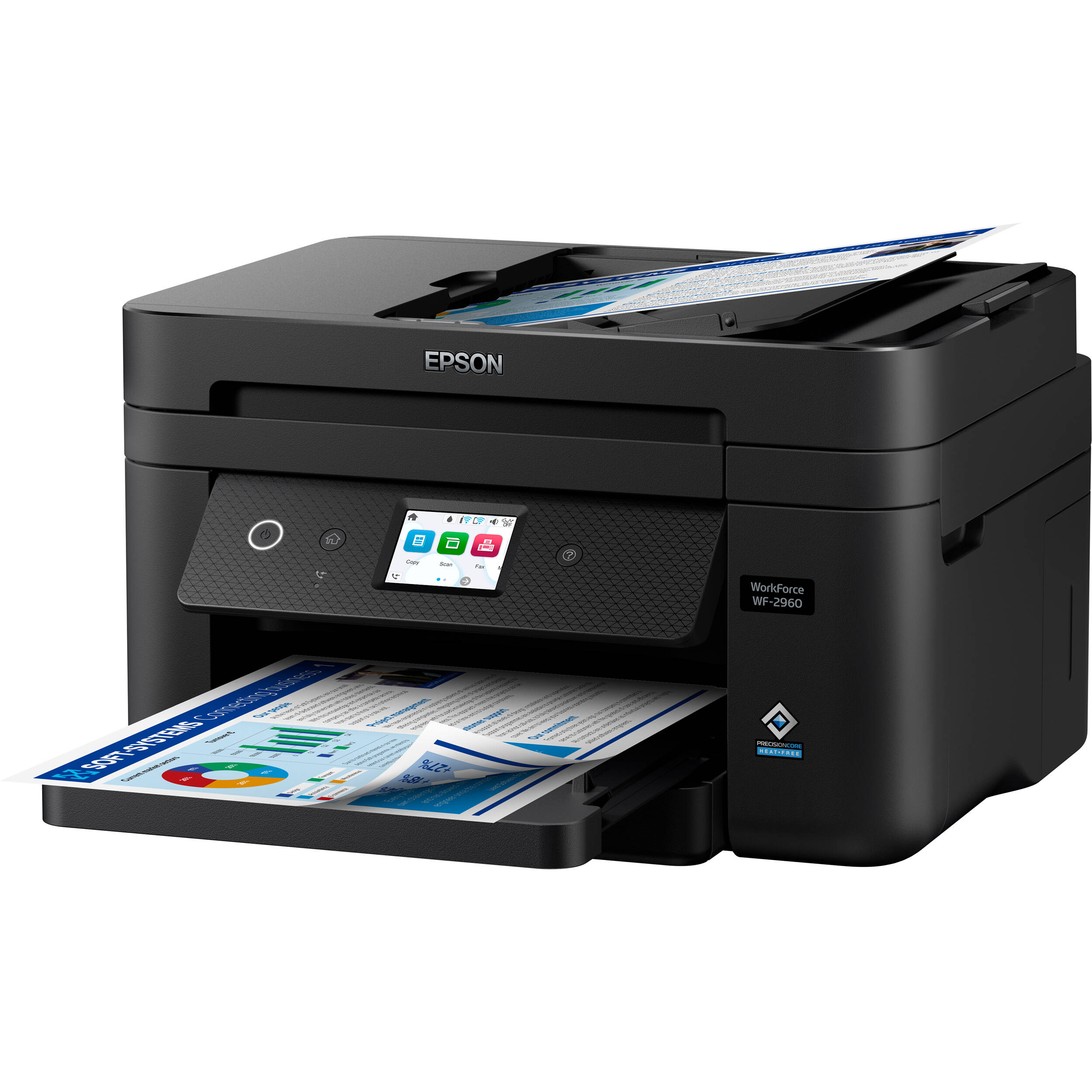 Epson WorkForce WF-2960 all-in-one printer with color touchscreen and wireless connectivity — view 3