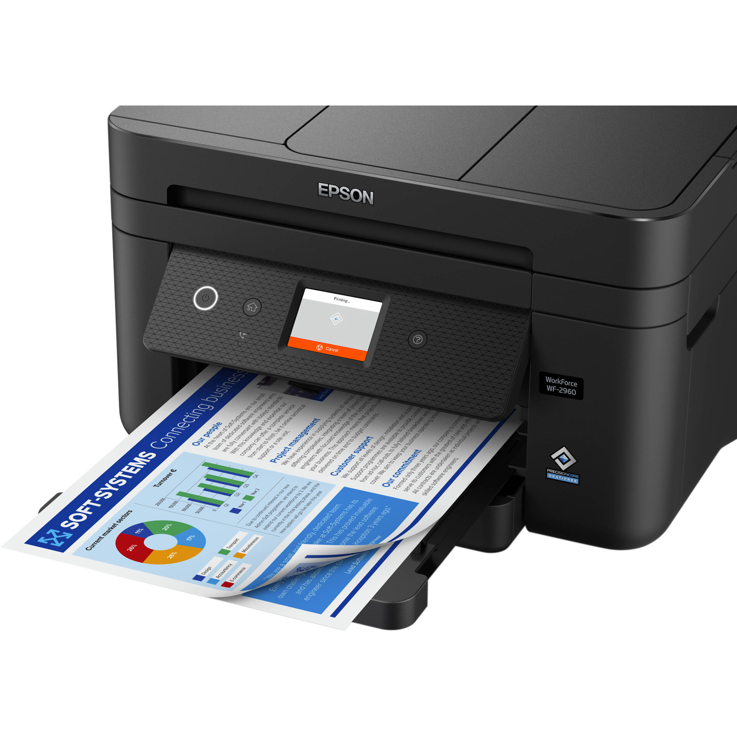Epson WorkForce WF-2960 all-in-one printer with color touchscreen and wireless connectivity — view 4