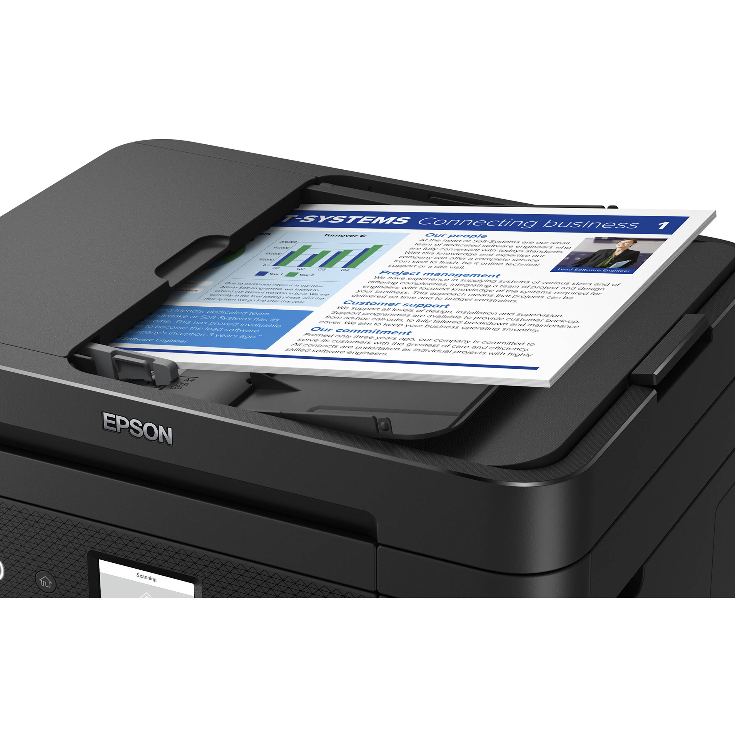 Epson WorkForce WF-2960 all-in-one printer with color touchscreen and wireless connectivity — view 7