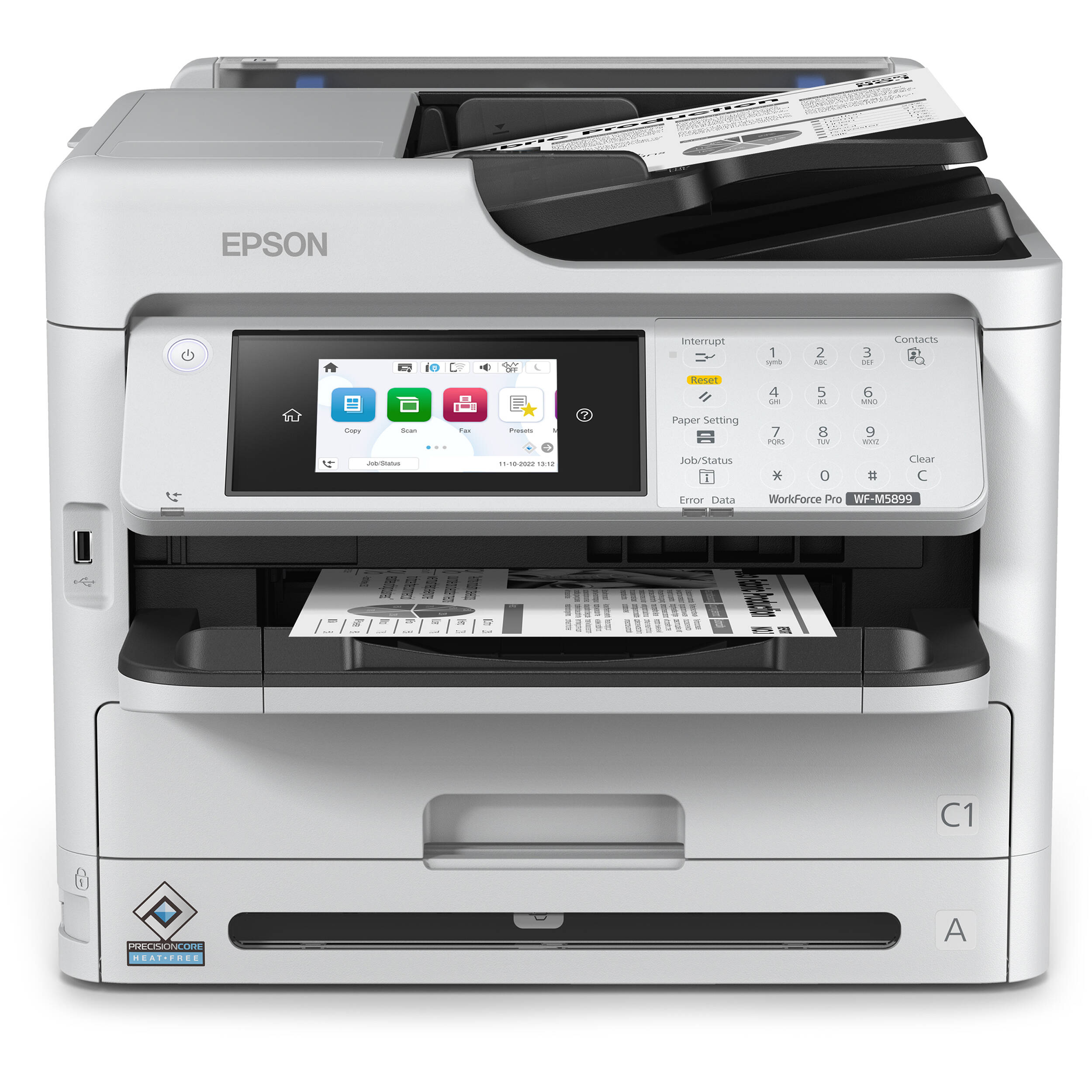 Epson WorkForce Pro WFM5899 monochrome all-in-one printer for business document workflows — view 2
