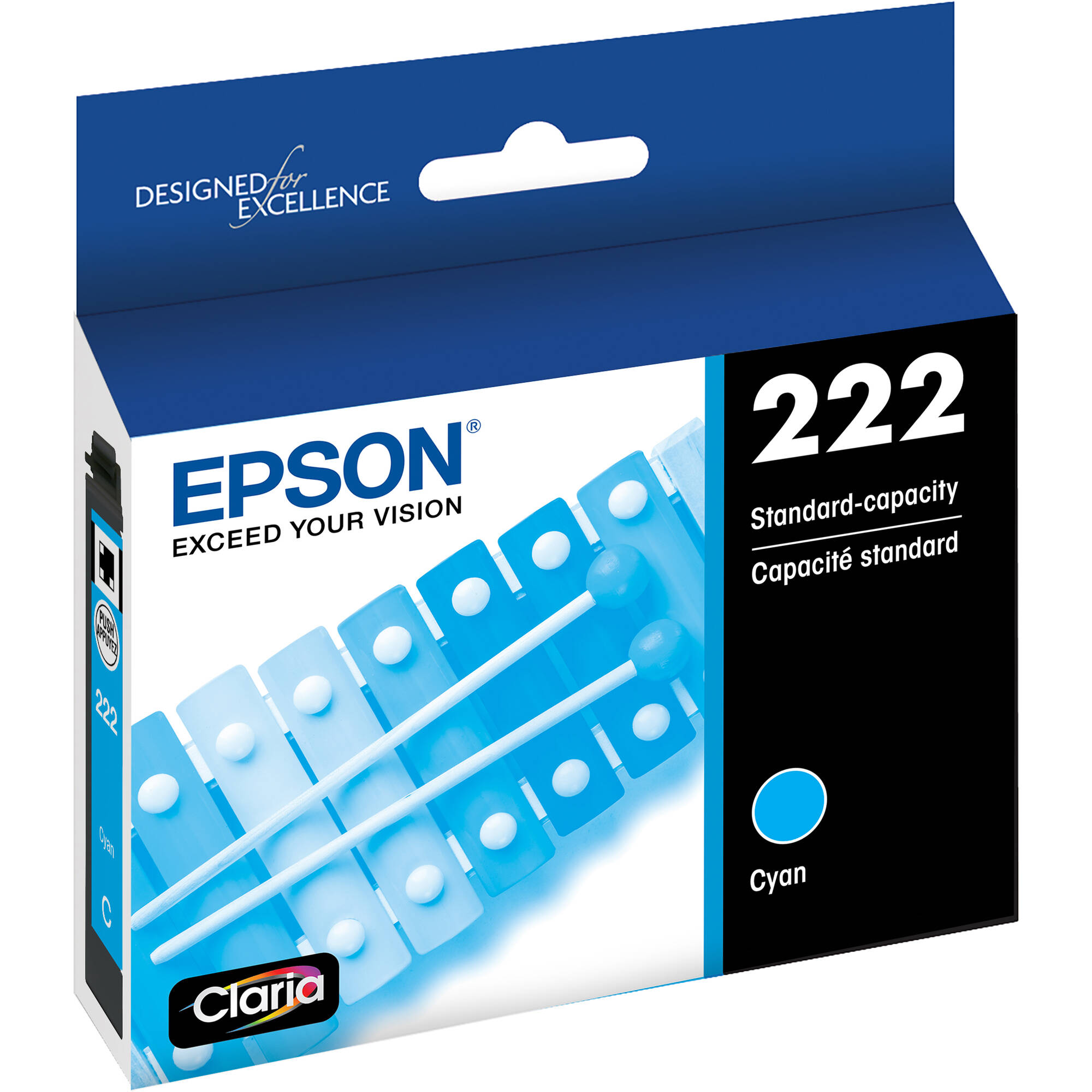 Epson T222220-S cyan standard-yield ink cartridge for compatible Epson printers — view 2