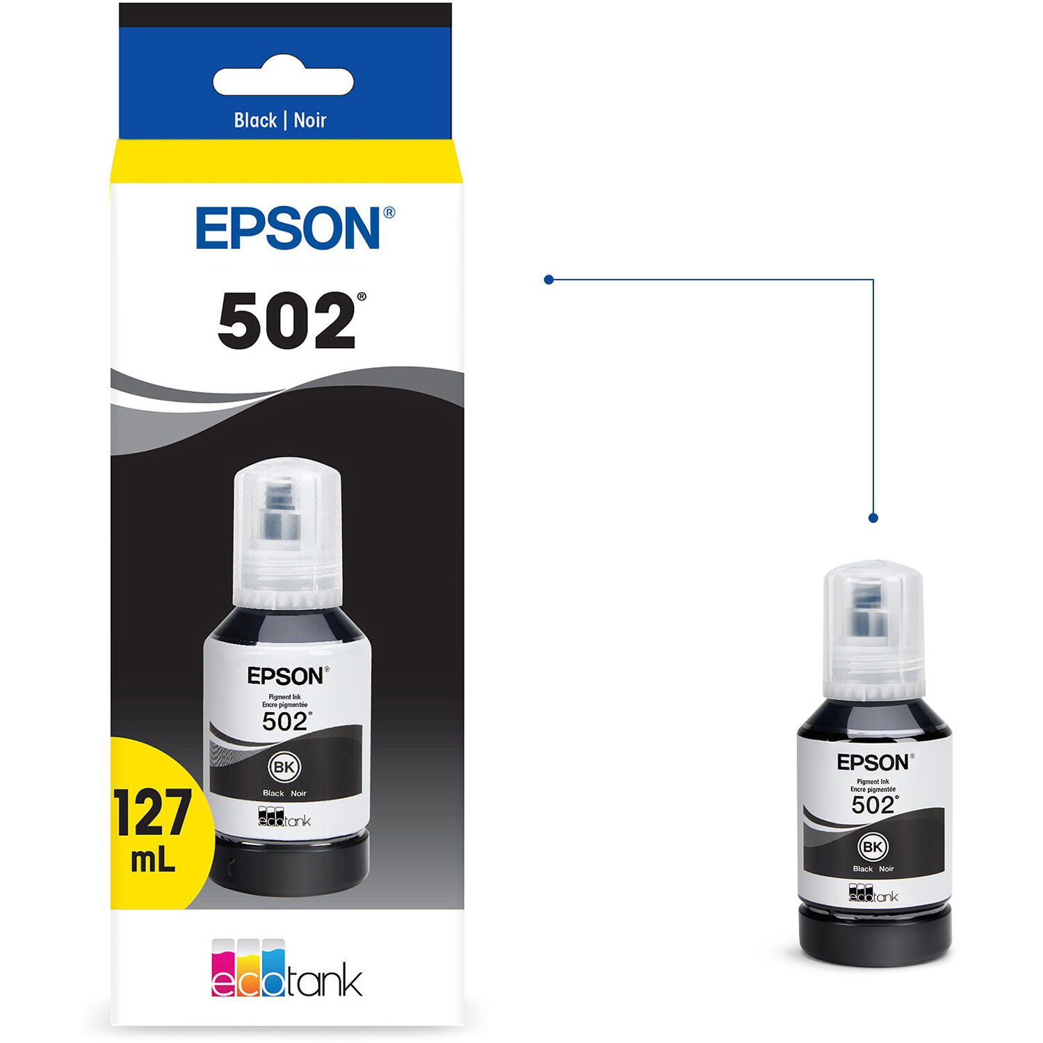 Epson EcoTank replacement black ink cartridge T502120-S for office document printing — view 2