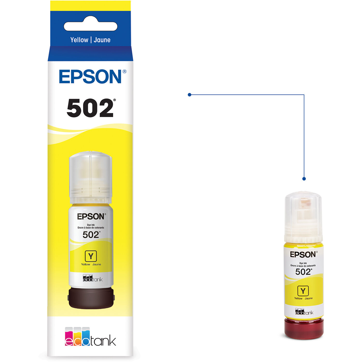 Epson T502420-S pigment yellow ink bottle for EcoTank replacement printing — view 2