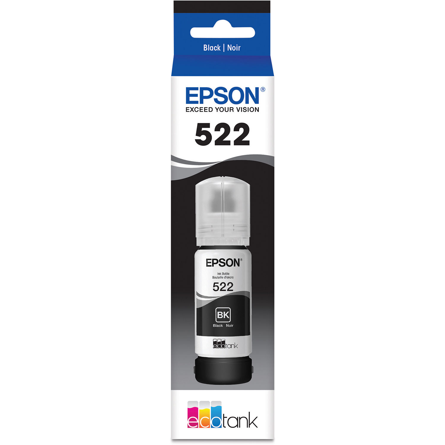 Epson T522120-S dye black ink bottle with Sensormatic for EcoTank printers — view 2