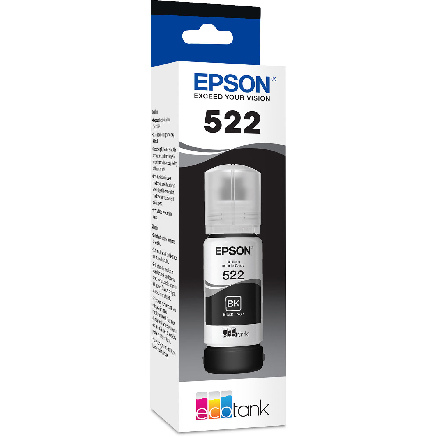 Epson T522120-S dye black ink bottle with Sensormatic for EcoTank printers — view 3
