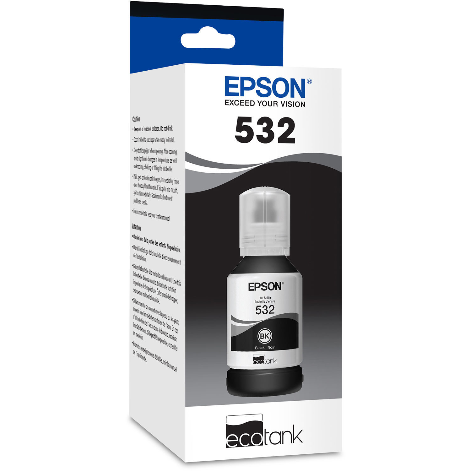 Epson T532 black ink bottle for compatible Epson EcoTank printers — view 3