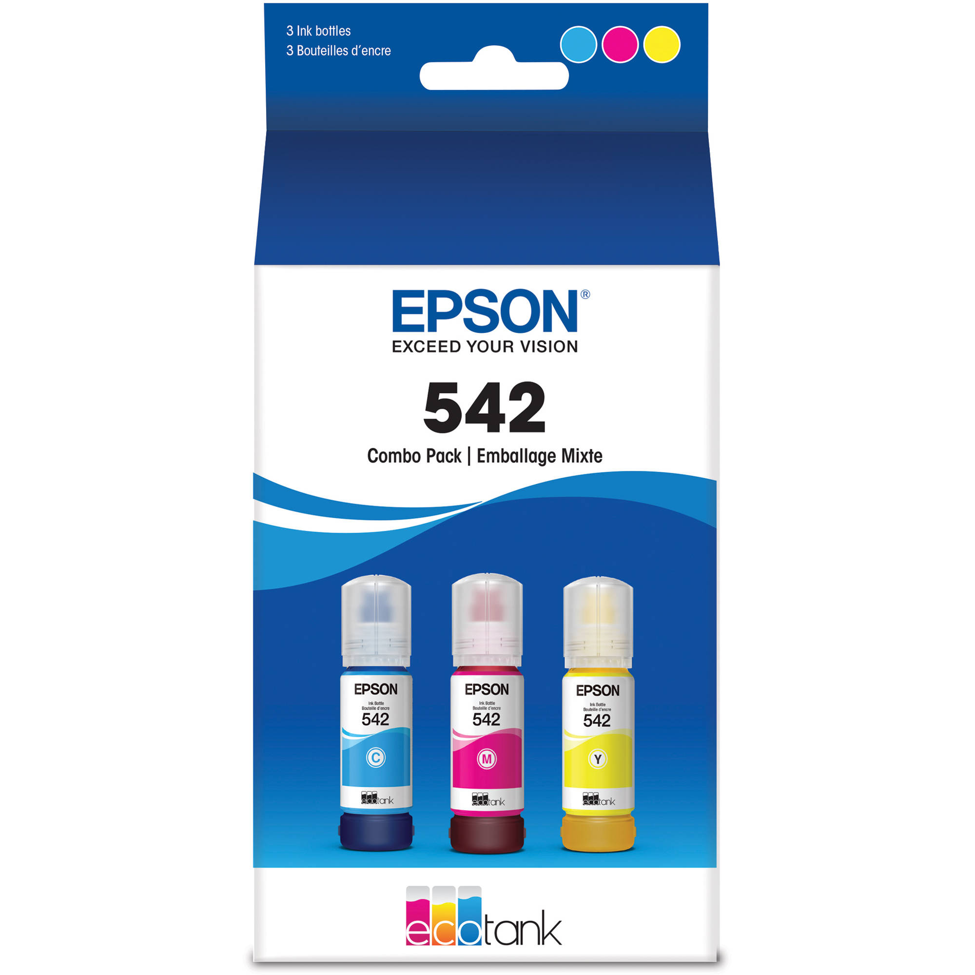 Epson T542 pigment color combo ink bottle for EcoTank Pro printers, OEM Sensormatic supply — view 2