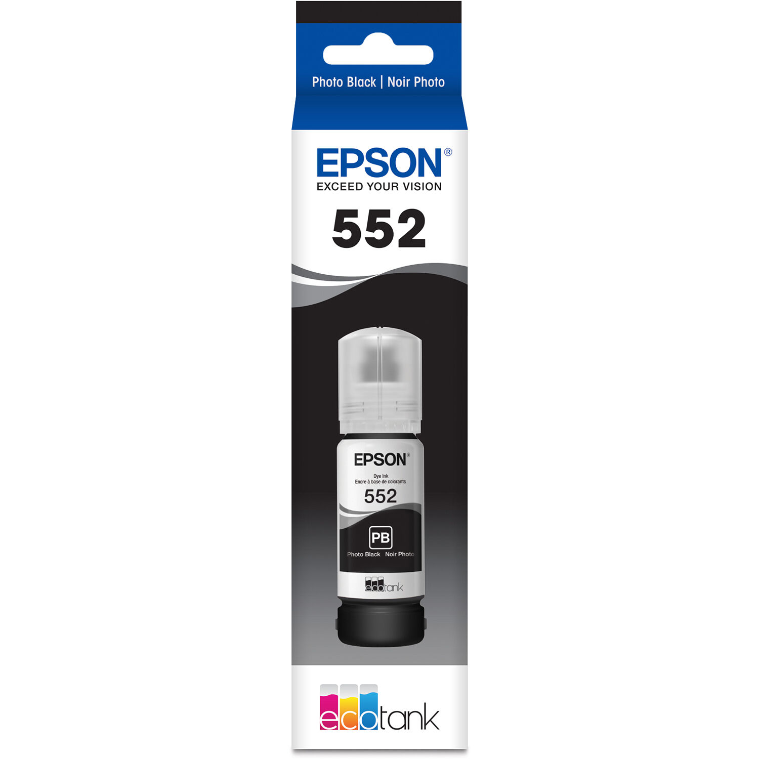 Epson T552120-S photo black dye ink bottle for compatible Epson tank printers — view 2