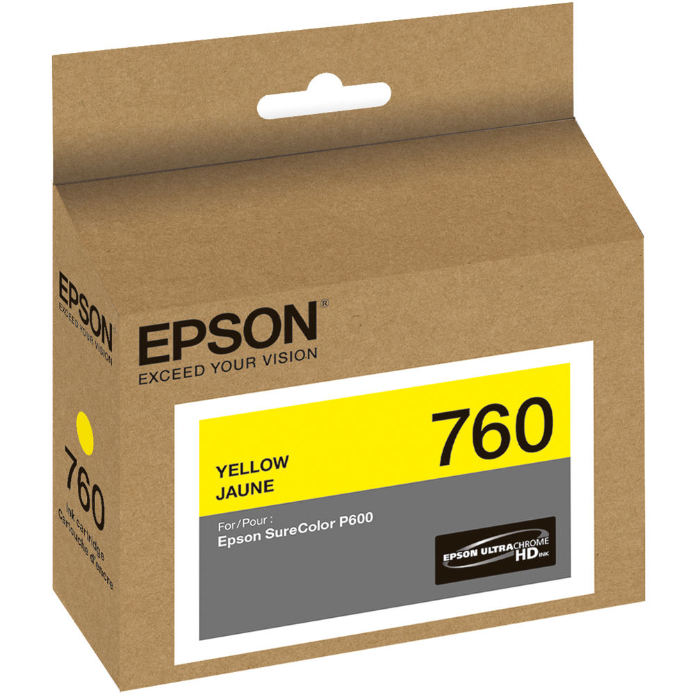 Epson T760 UltraChrome HD Yellow Ink cartridge for SureColor P600, OEM pigment photo ink — view 2