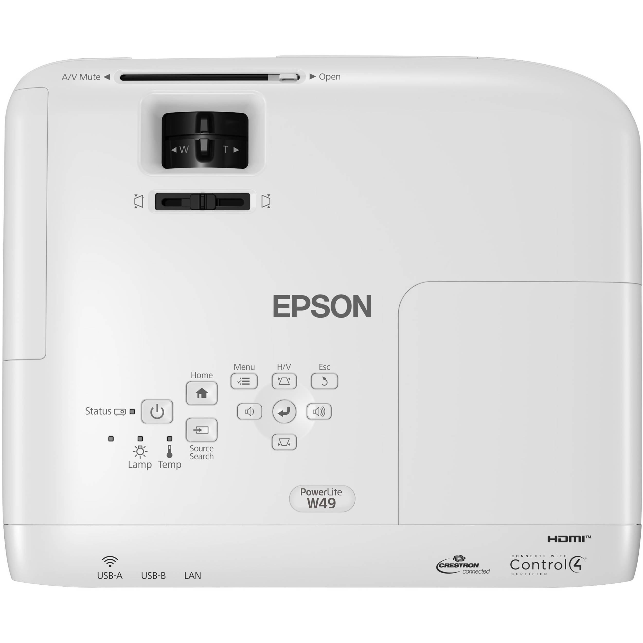 Epson PowerLite W49 business projector with 3,800 lumens and WXGA resolution — view 6