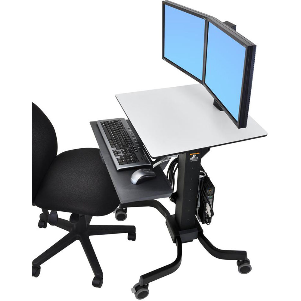 Ergotron WorkFit-C dual sit-stand workstation with height adjustment and swivel — view 3