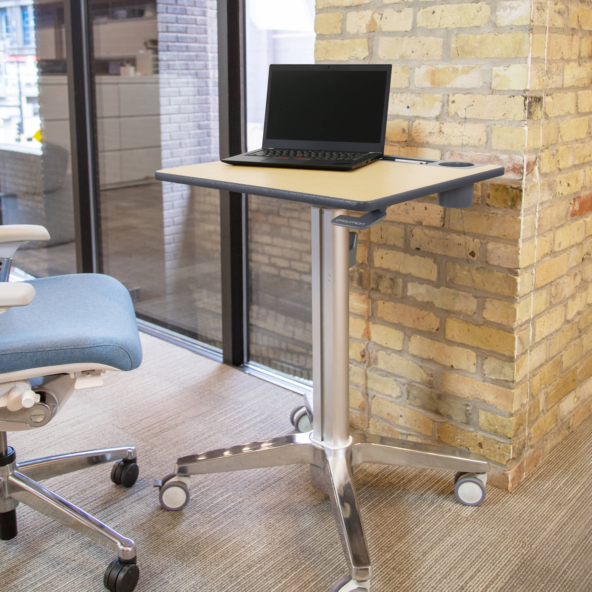 Ergotron mobile desk in Fusion Maple for flexible ergonomic office workspace use — view 8