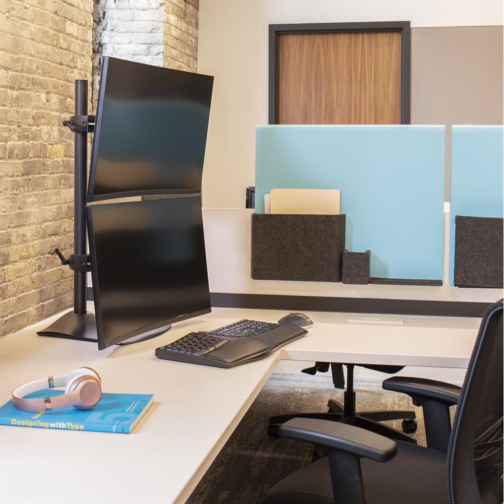 Ergotron DS100 Dual-Monitor Desk Stand, Vertical for stacked dual-display desktop setup — view 3