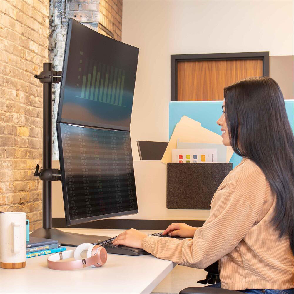 Ergotron DS100 Dual-Monitor Desk Stand, Vertical for stacked dual-display desktop setup — view 5