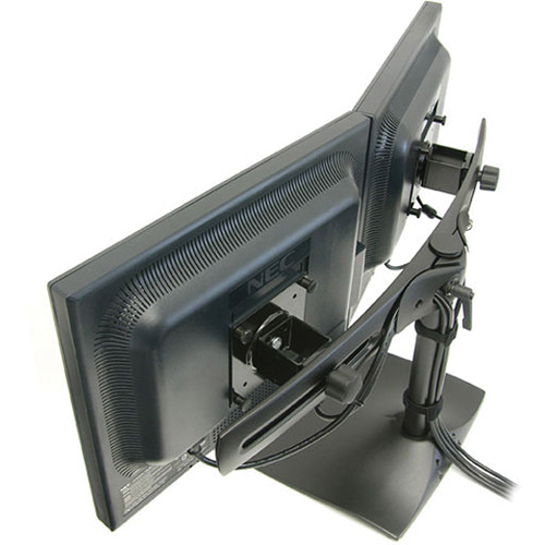 Ergotron DS100 horizontal dual-monitor desk stand in black with cable management — view 2