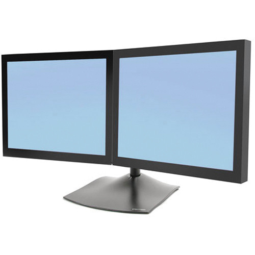 Ergotron DS100 horizontal dual-monitor desk stand in black with cable management — view 4