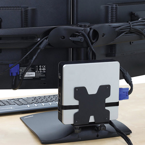 Ergotron DS100 horizontal dual-monitor desk stand in black with cable management — view 5