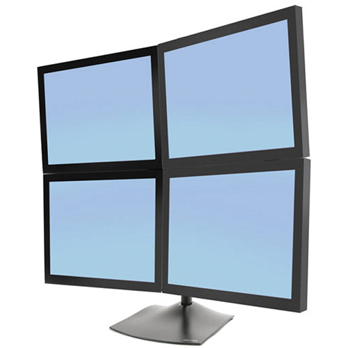 Ergotron DS100 quad-monitor desk stand in black with four-display support — view 3