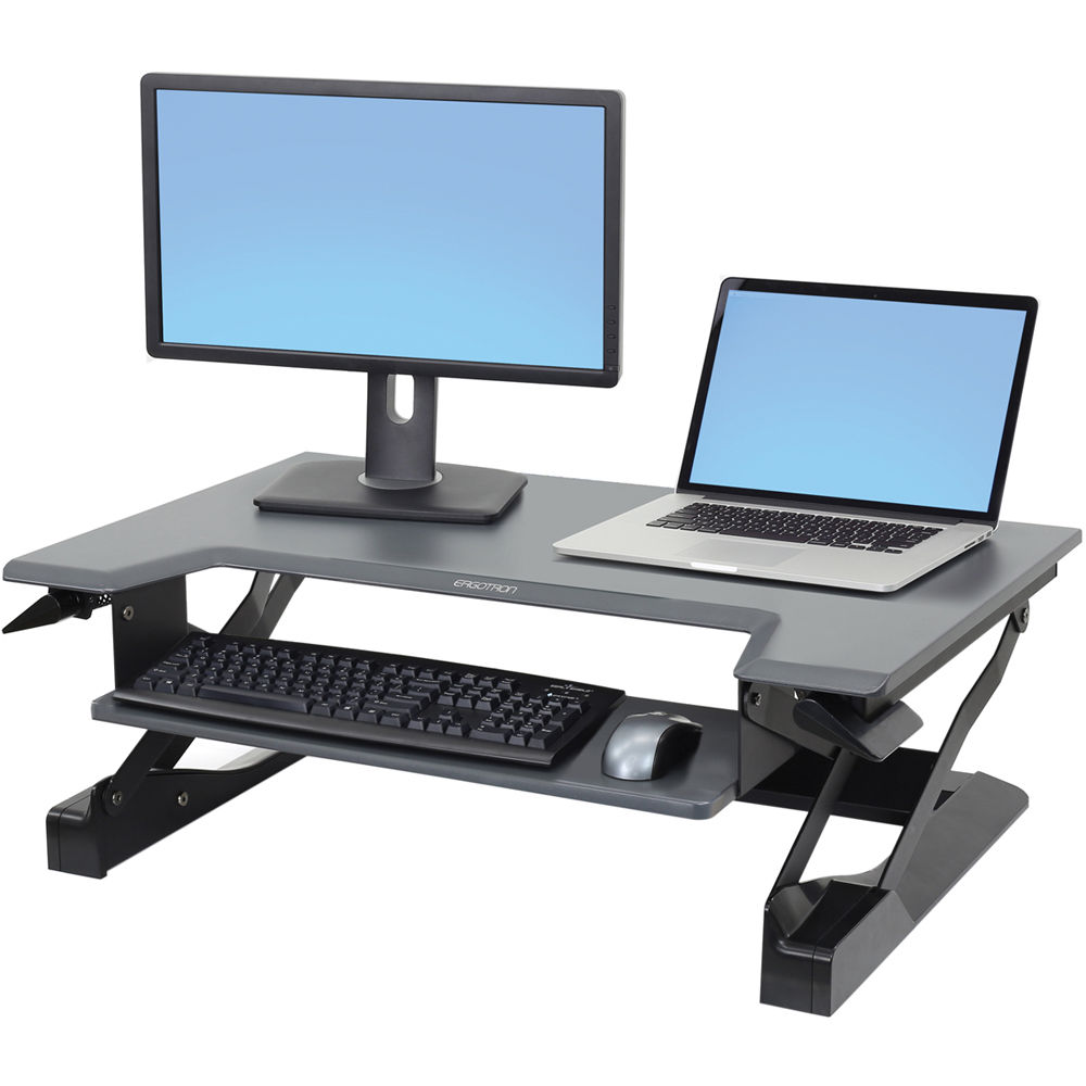 Ergotron WorkFit-T standing desk converter in black for sit-stand office workstations — view 6