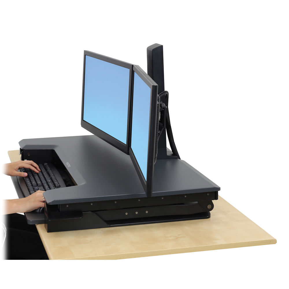 Ergotron WorkFit-T standing desk converter in black for sit-stand office workstations — view 7