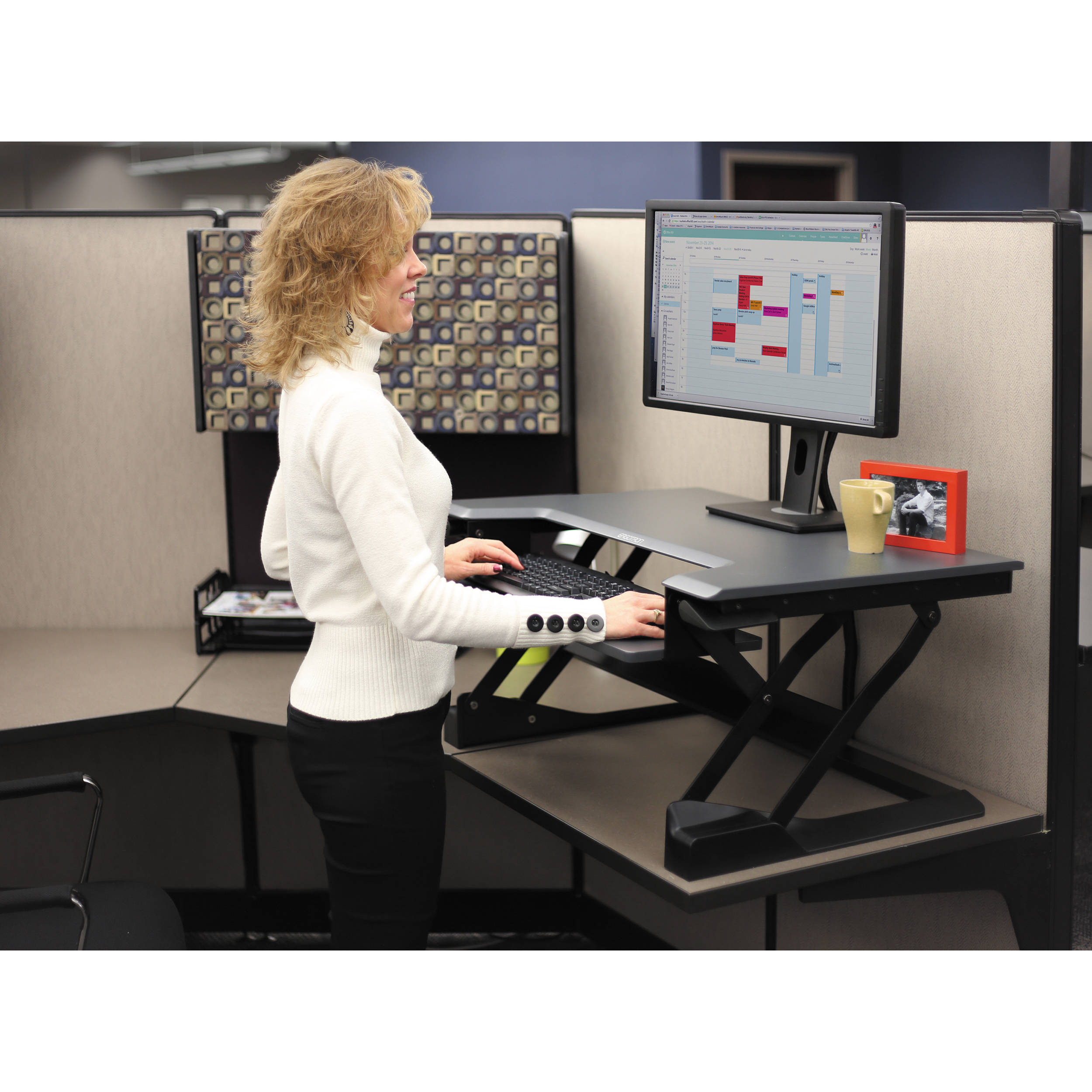 Ergotron WorkFit-T standing desk converter in black for sit-stand office workstations — view 8