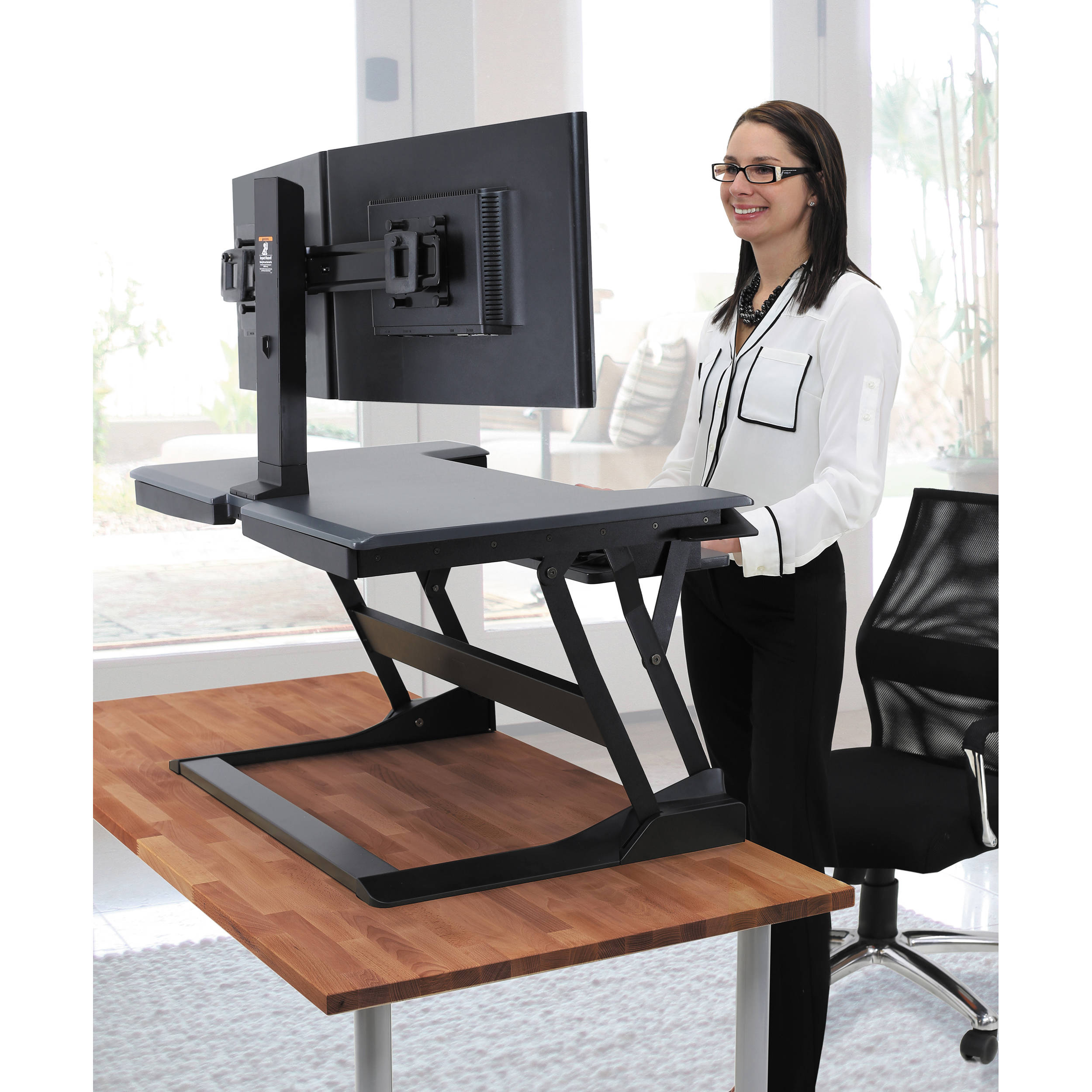 Ergotron WorkFit-T standing desk converter in black for sit-stand office workstations — view 9