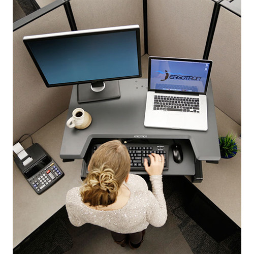 Black Ergotron WORKFIT-TL standing desk converter for office sit-to-stand workstations — view 5