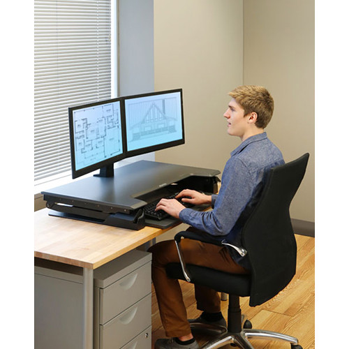 Black Ergotron WORKFIT-TL standing desk converter for office sit-to-stand workstations — view 6