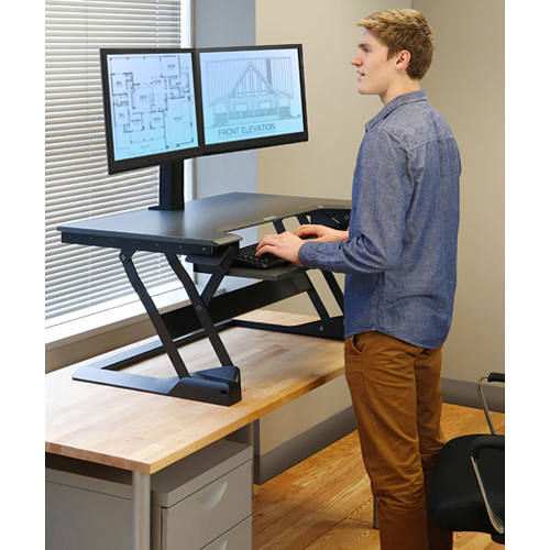Black Ergotron WORKFIT-TL standing desk converter for office sit-to-stand workstations — view 7