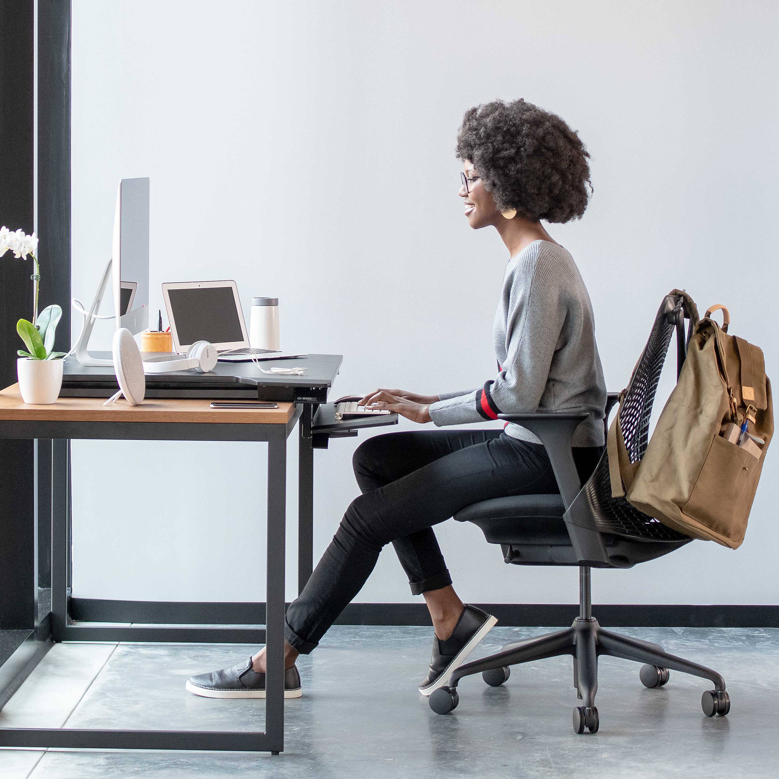 Ergotron WorkFit-TX black standing desk converter for sit-stand workstations — view 6