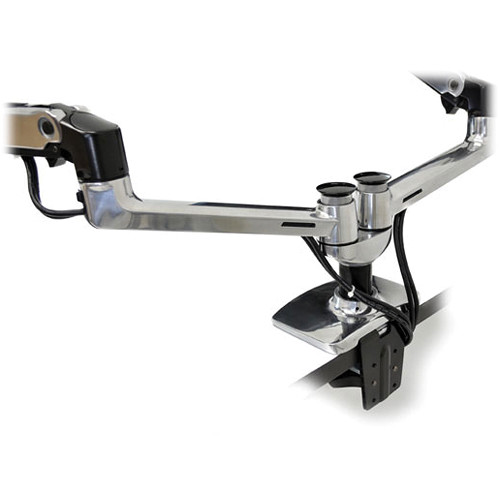 Ergotron LX 45-245-026 polished aluminum dual side-by-side monitor arm for two LCD displays — view 2