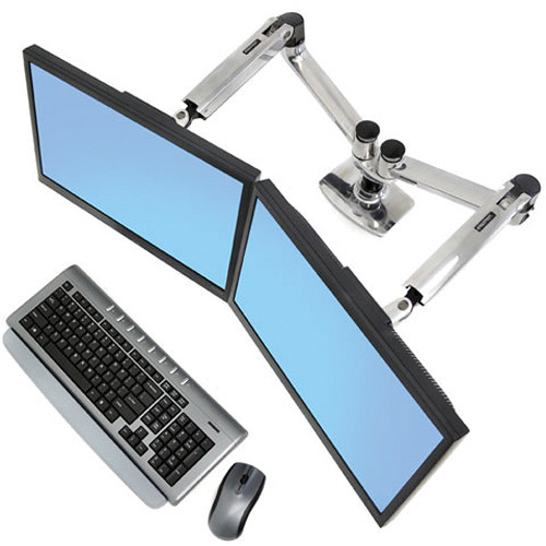 Ergotron LX 45-245-026 polished aluminum dual side-by-side monitor arm for two LCD displays — view 4