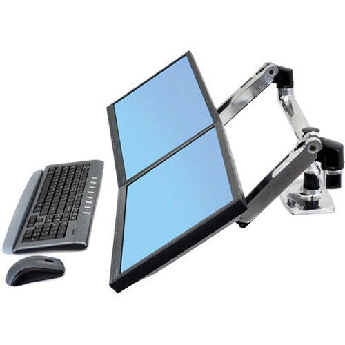 Ergotron LX 45-245-026 polished aluminum dual side-by-side monitor arm for two LCD displays — view 5