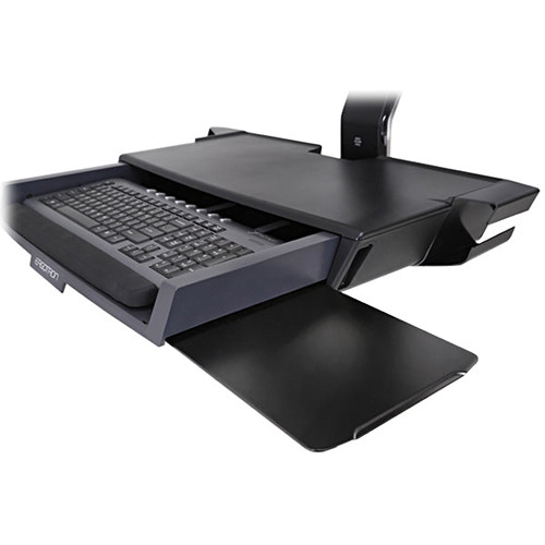 Ergotron SV Sit-Stand Combo Arm in polished finish with keyboard and LCD support — view 2
