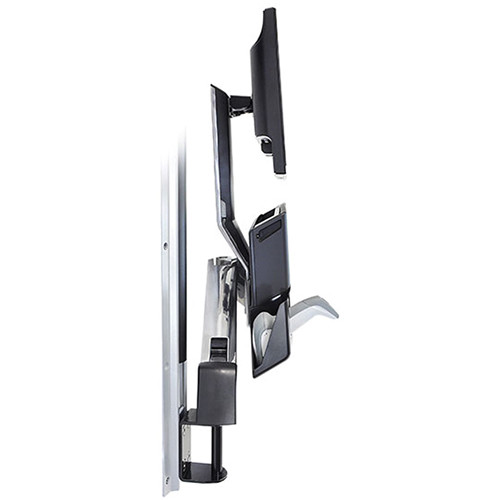 Ergotron SV Sit-Stand Combo Arm in polished finish with keyboard and LCD support — view 4